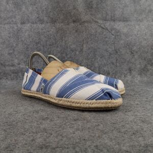 Toms Shoes Womens 6 Flats Slip On Casual Fashion Alpargata Sneaker Blue Stripes